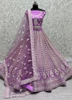 Net Lilac Party Wear Lucknowi Work Lehenga Choli